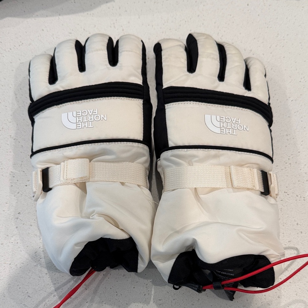 The North Face Cream and Black Winter Gloves